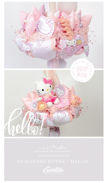 Lumanare de botez pentru fetite cu jucarie de plus Hello Kitty, 65x4 cm 7